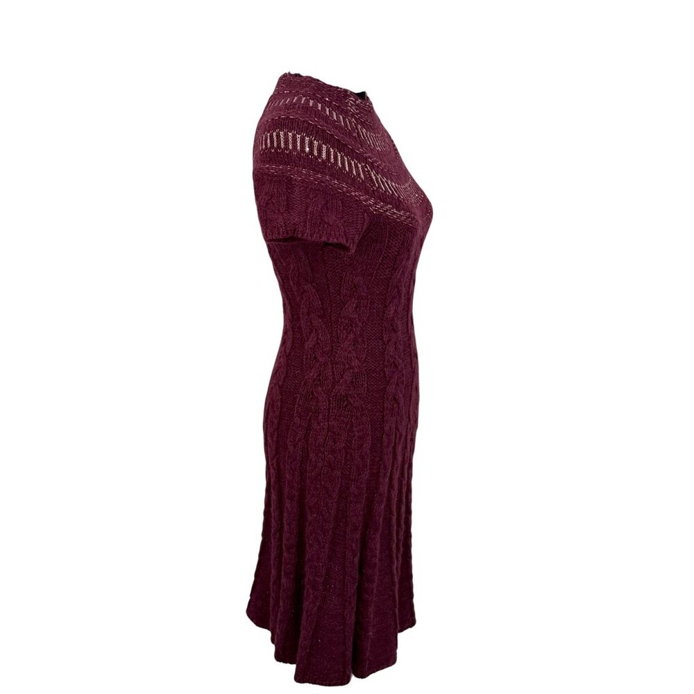 NWT Free People Dark Cherry Sequin Fit & Flare Sweater Dress | Mob Wife Coquette - Picture 7 of 16